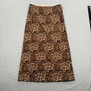 Molly Green‎ Leopard Print Mesh Midi Skirt Brown Tan Lettuce Edge Large 3S3035